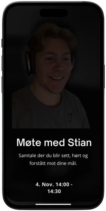 Appen viser et videomøte med Stian